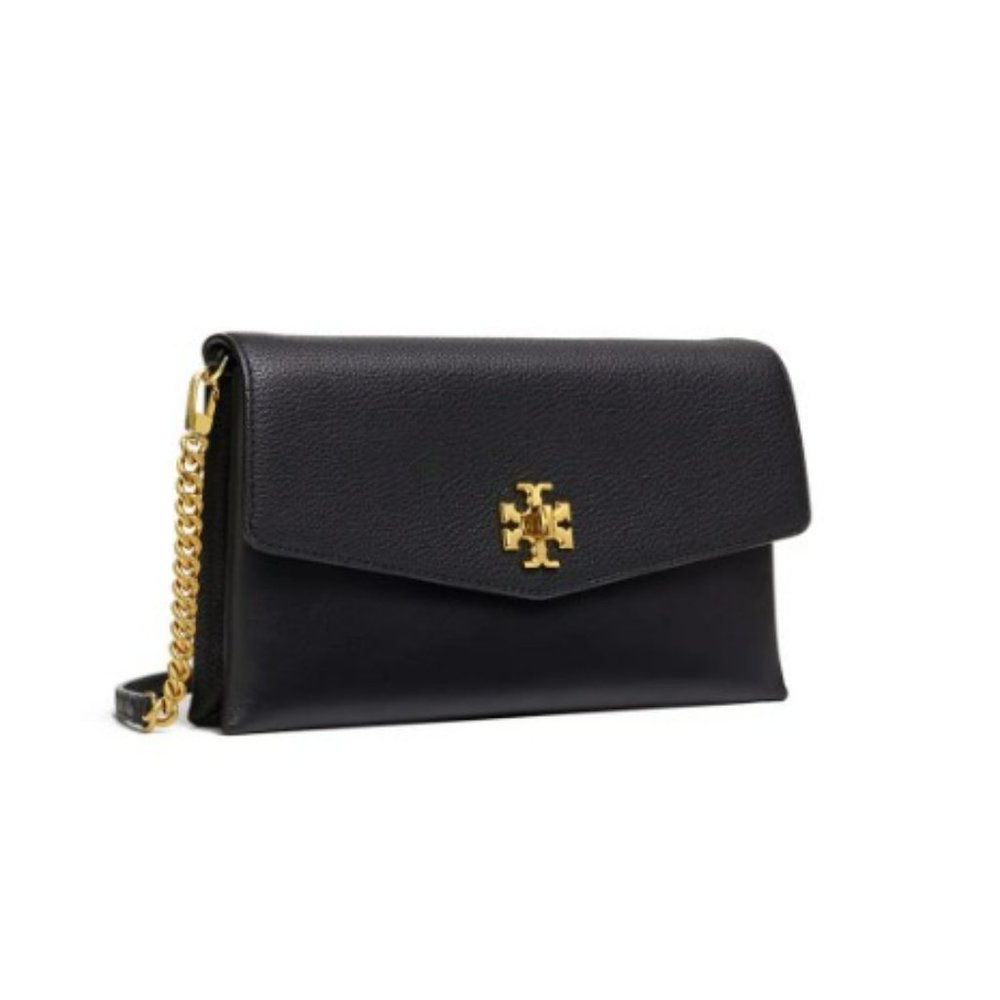 Tory Burch Black Kira Mixed Material Clutch